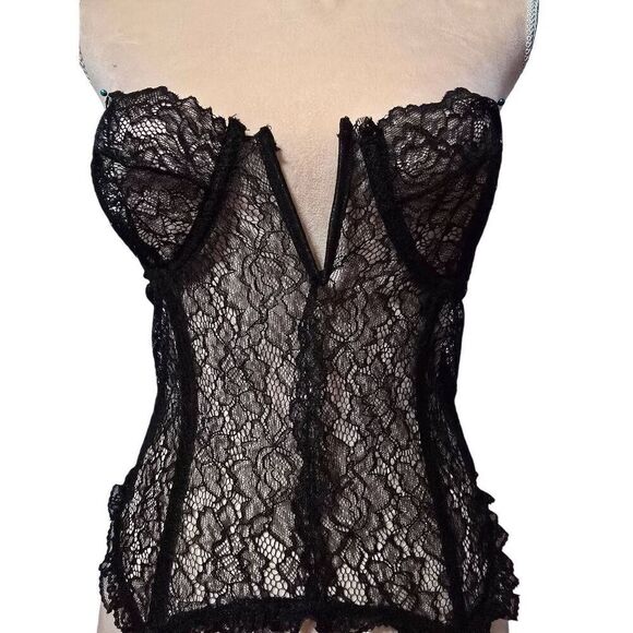 Kiki Riki Black Lace V Wire Corset - Picture 2 of 6